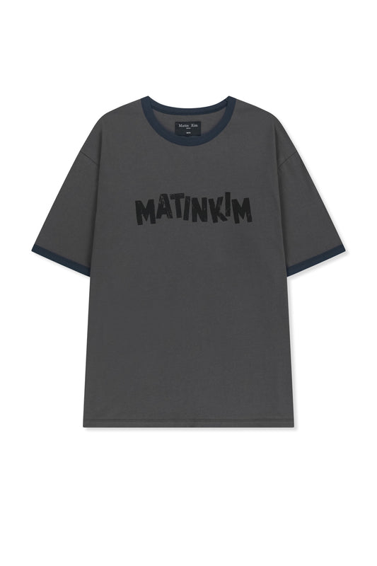 matinkim MATIN LOGO RINGER TOP FOR MEN IN CHARCOAL