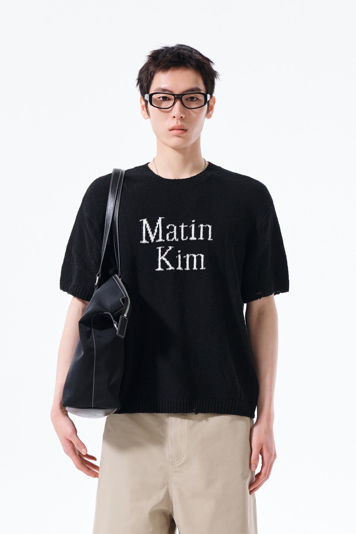 matinkim HALF SLEEVE LOGO PULLOVER FOR MEN IN BLACK