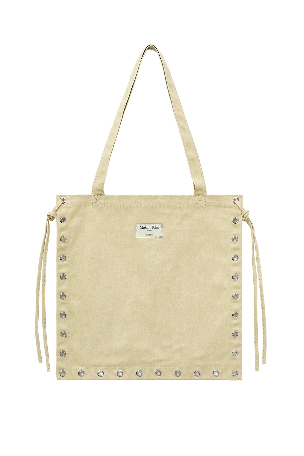 matinkim EYELET LOGO CANVAS ECOBAG IN BEIGE