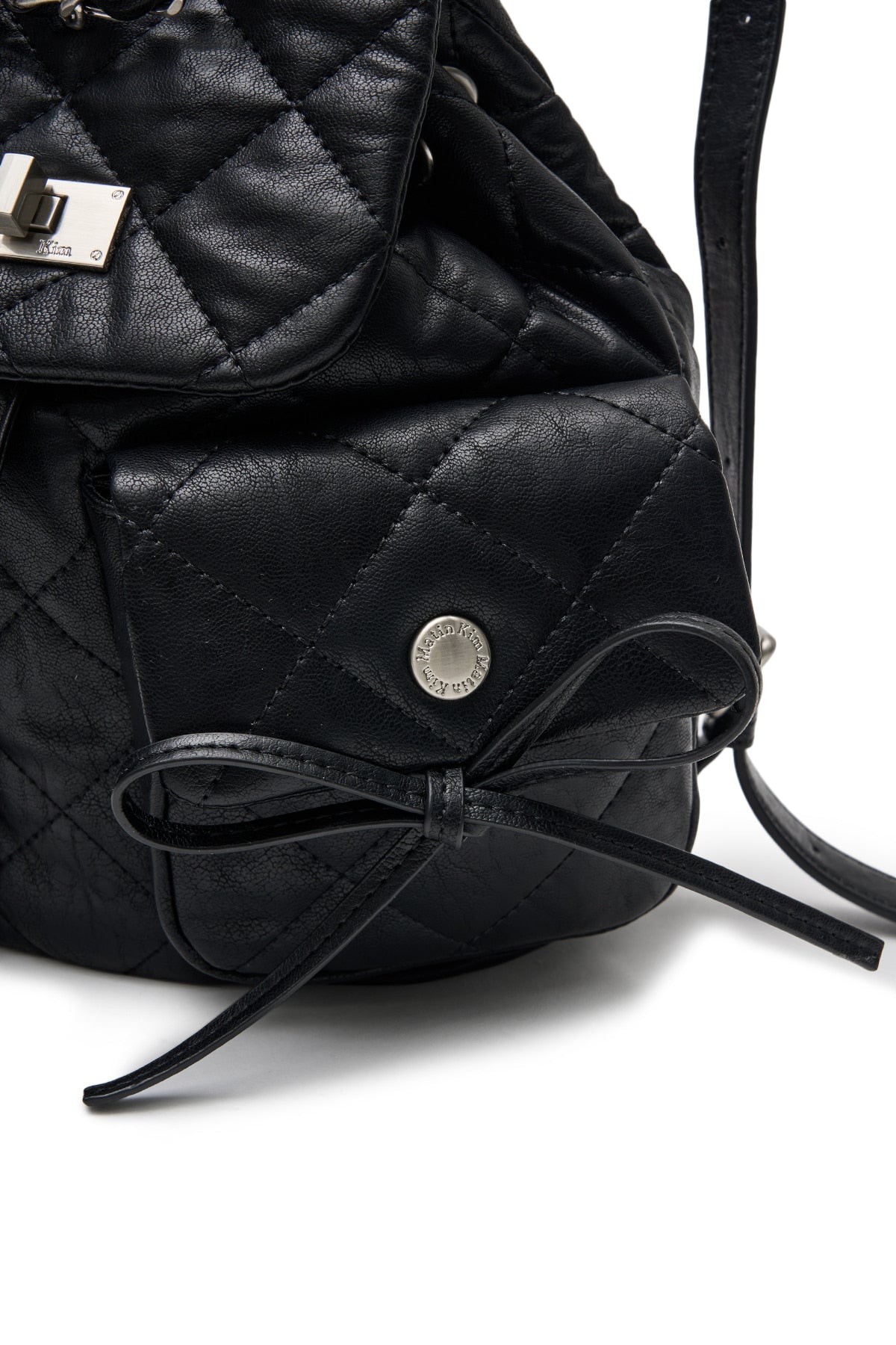 matinkim DOUBLE POCKET QUILTING MINI BACKPACK IN BLACK