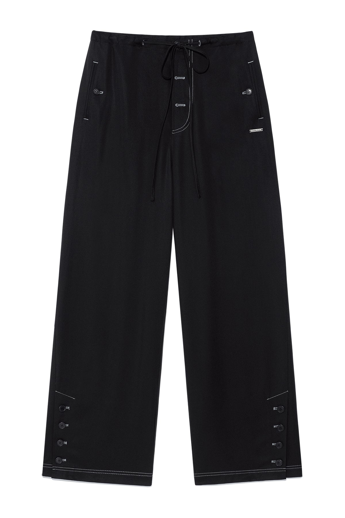 matinkim BUTTON POINT STRING WIDE PANTS IN BLACK