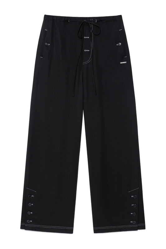 matinkim BUTTON POINT STRING WIDE PANTS IN BLACK