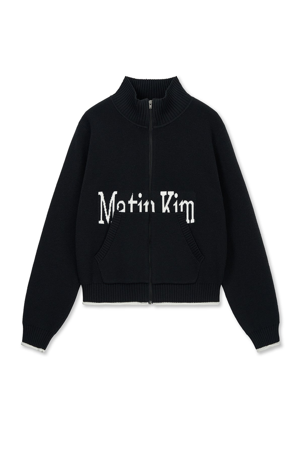 matinkim MATIN SPELL POINT KNIT ZIP UP IN BLACK