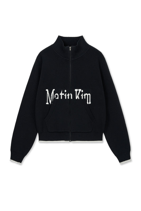 matinkim MATIN SPELL POINT KNIT ZIP UP IN BLACK