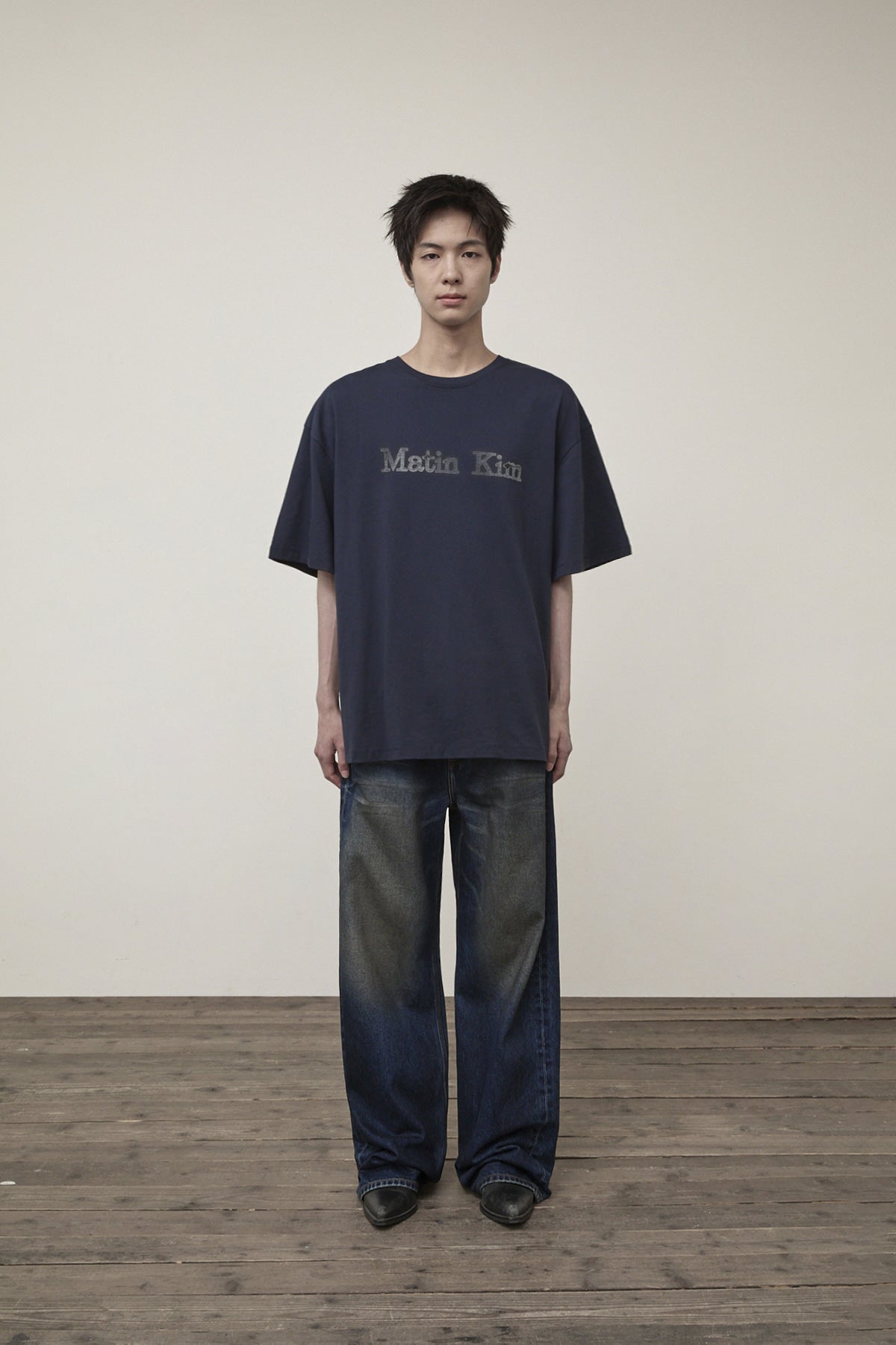 matinkim DIRTY WASHED DENIM PANTS FOR MEN IN BLUE