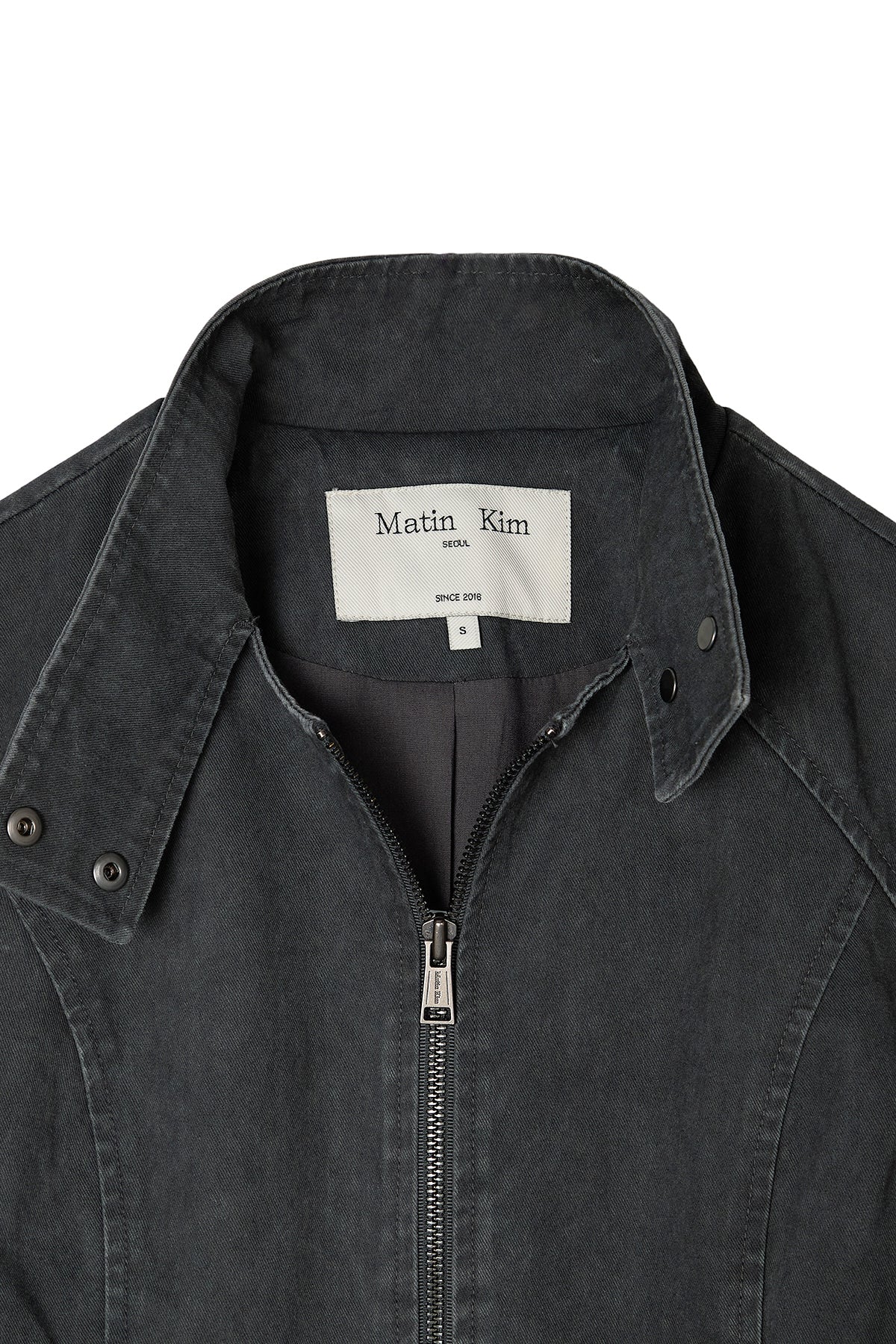 matinkim WASHED SLIM BIKER JUMPER IN CHARCOAL