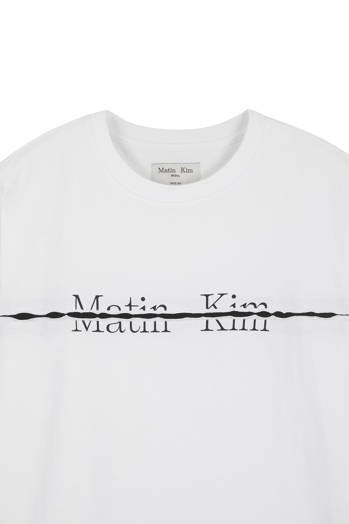 matinkim MATIN KIM LOGO CUTTED LAYERED TOP IN WHITE