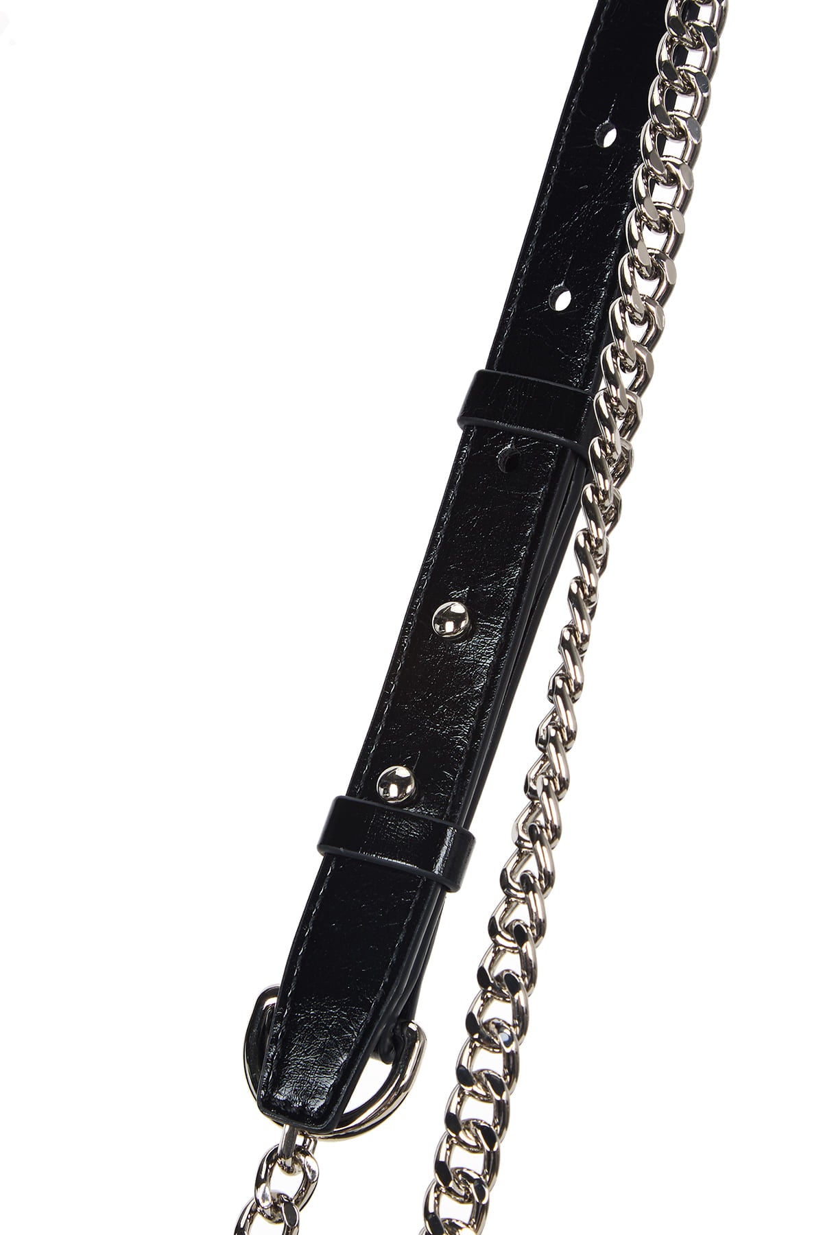 matinkim GLOSSY QUILTING MEDIUM CHAIN BAG IN BLACK