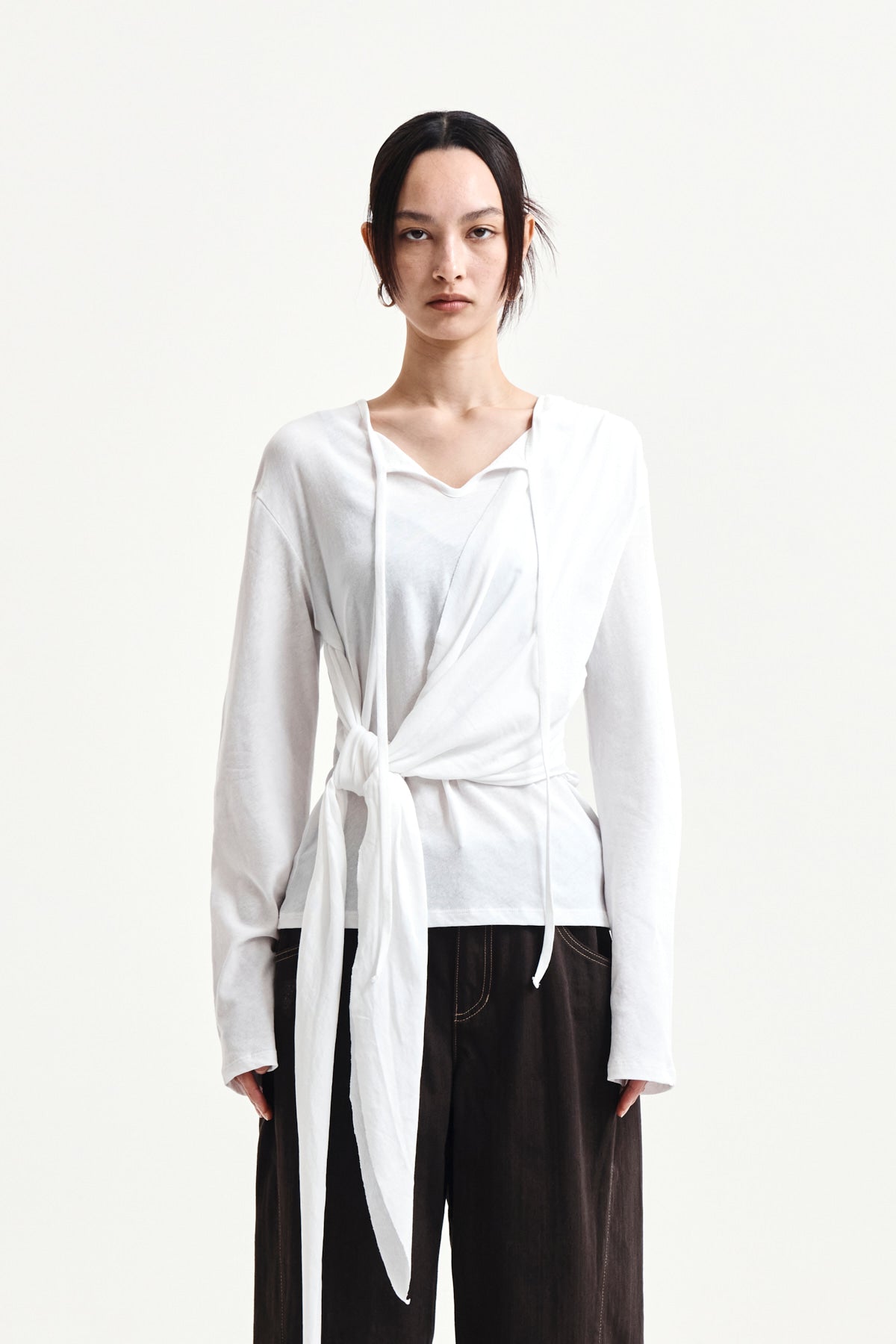 matinkim TIED DRAPERY TOP IN WHITE
