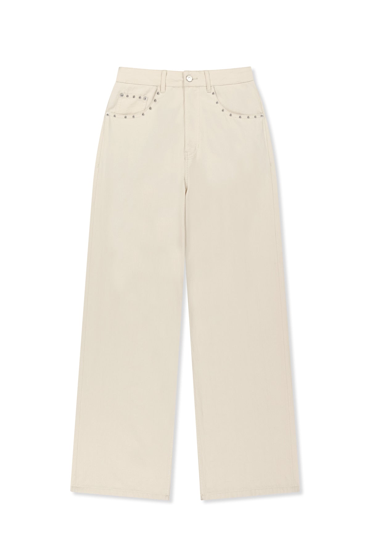 matinkim STUD POINT COLOR DENIM PANTS IN CREAM