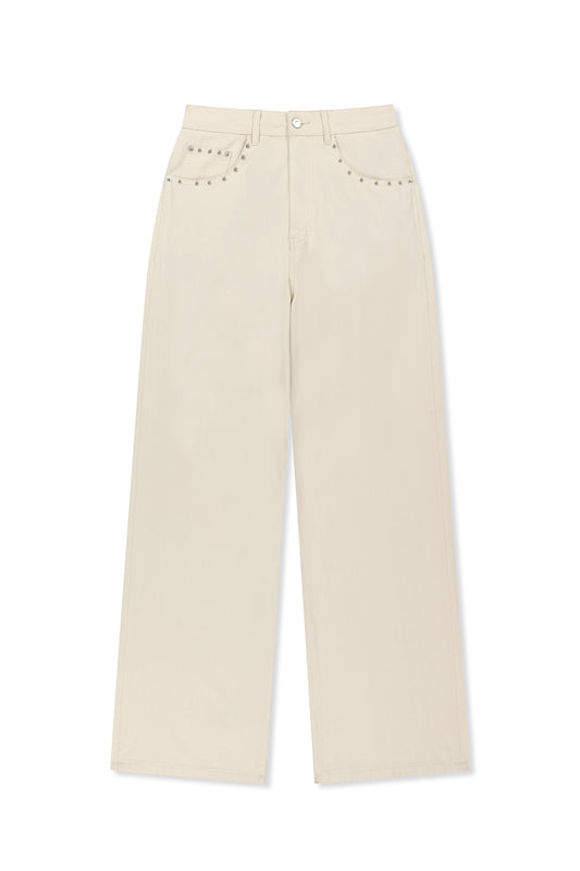 matinkim STUD POINT COLOR DENIM PANTS IN CREAM
