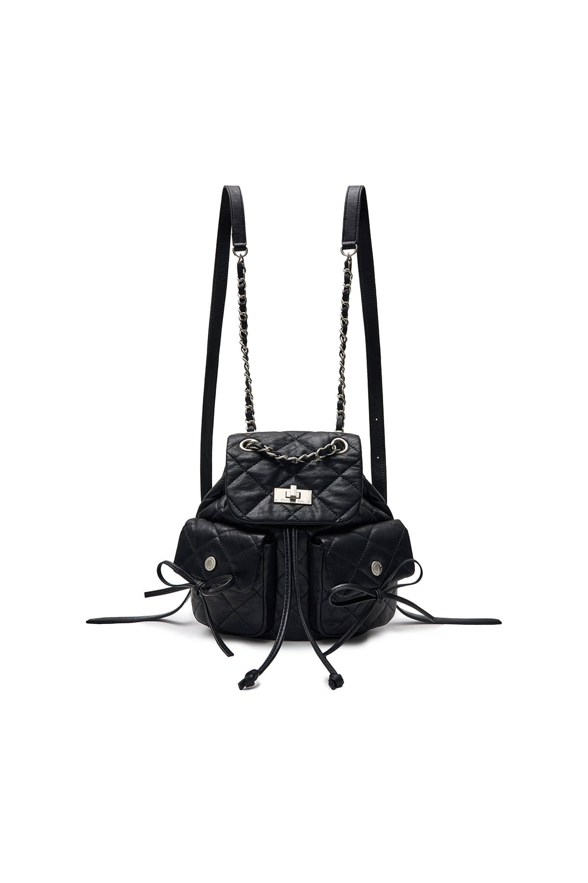 matinkim DOUBLE POCKET QUILTING MINI BACKPACK IN BLACK