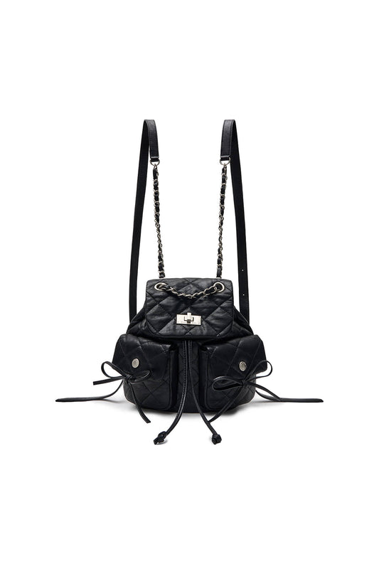 matinkim DOUBLE POCKET QUILTING MINI BACKPACK IN BLACK