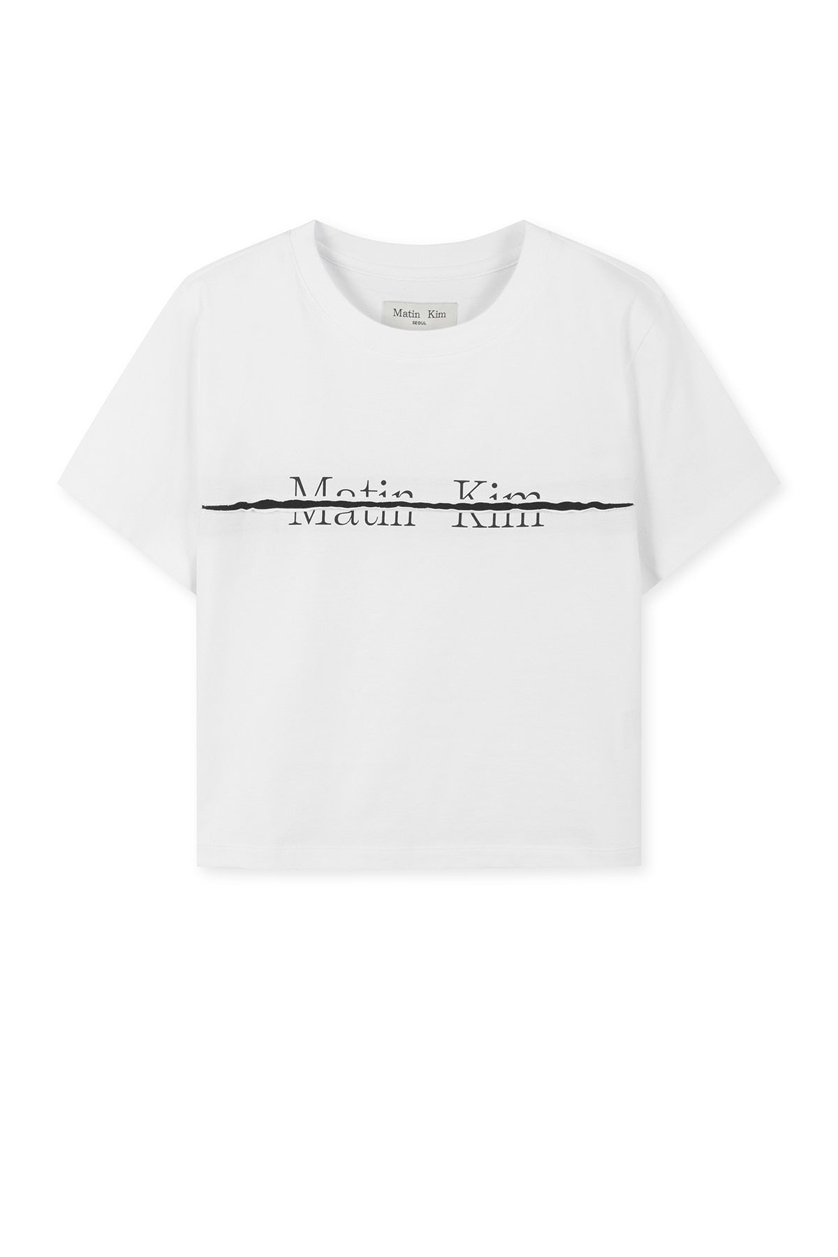 matinkim MATIN KIM LOGO CUTTED CROP TOP IN WHITE