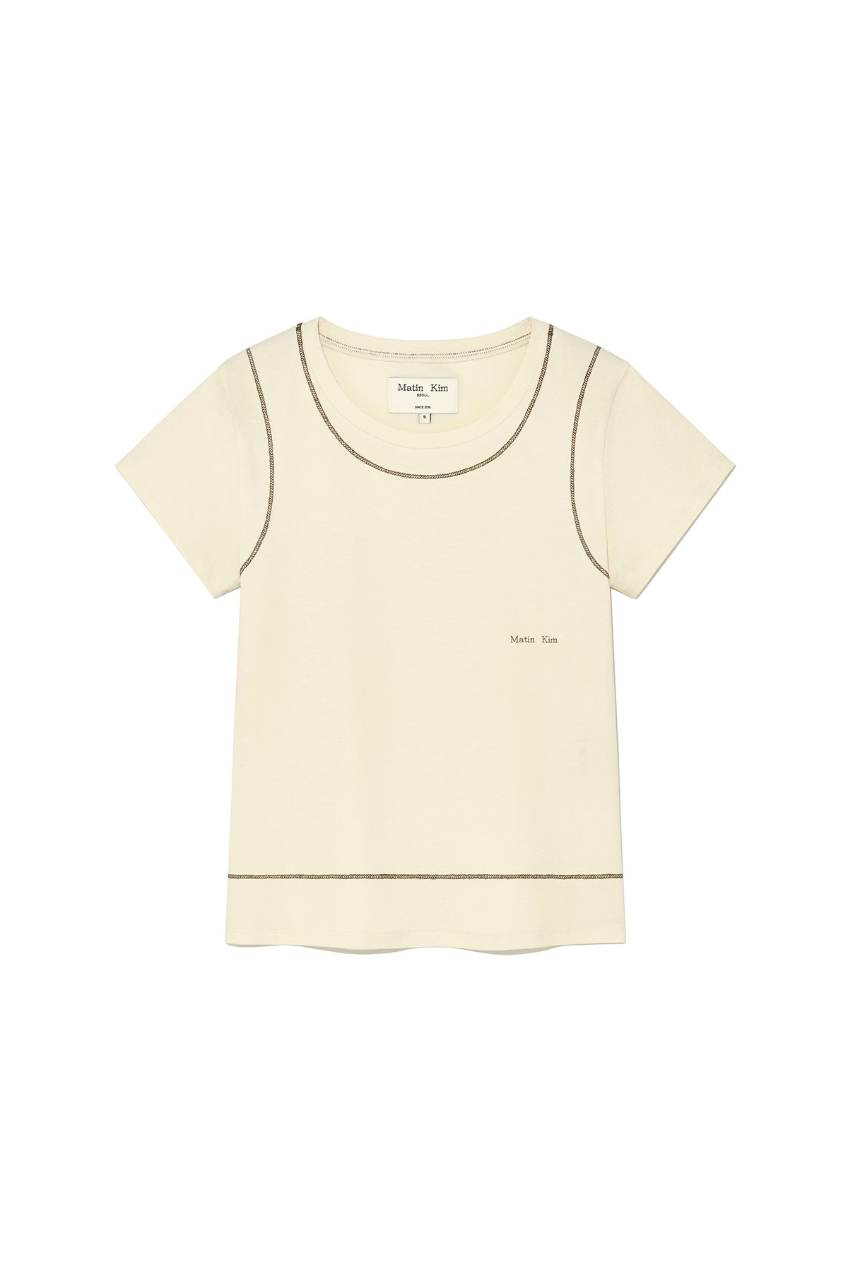 matinkim STITCH POINT SMALL LOGO TOP IN LIGHT YELLOW