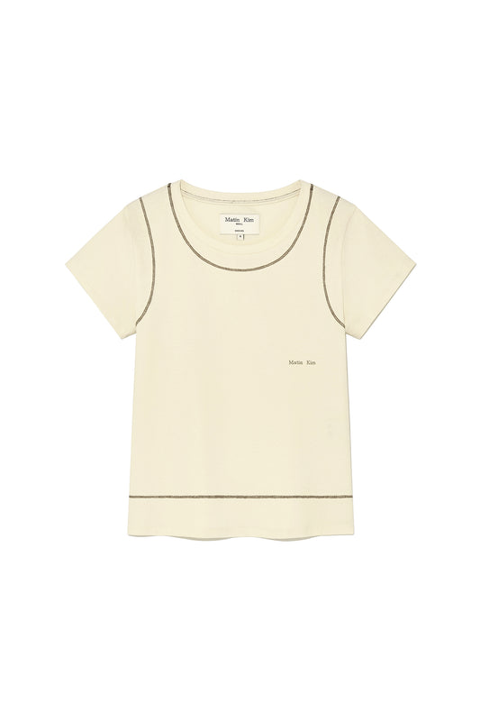 matinkim STITCH POINT SMALL LOGO TOP IN LIGHT YELLOW