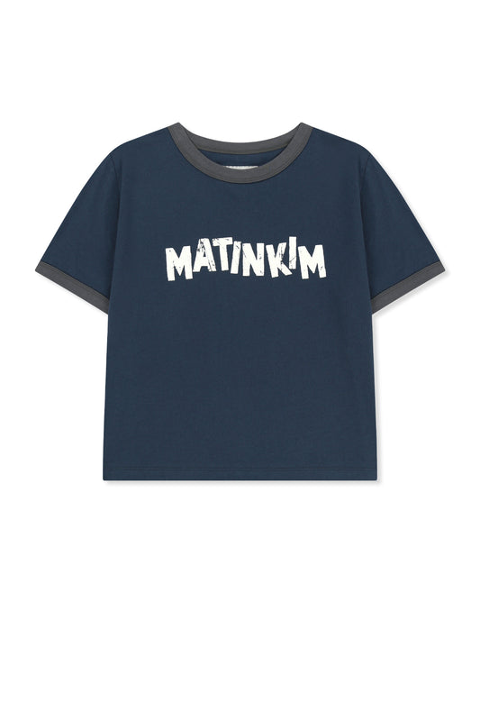 matinkim MATIN LOGO RINGER CROP TOP IN NAVY