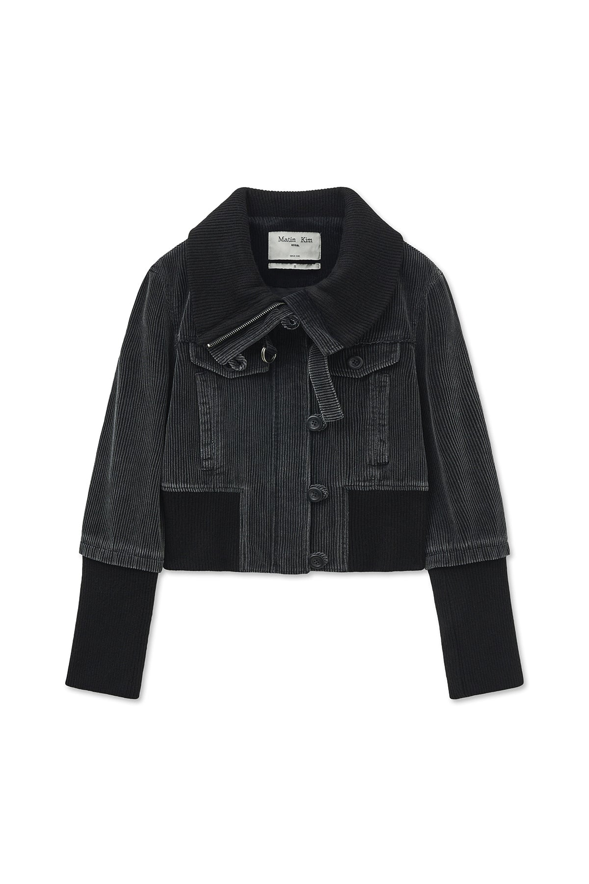 matinkim WASHED CORDUROY BOMBER JUMPER IN BLACK