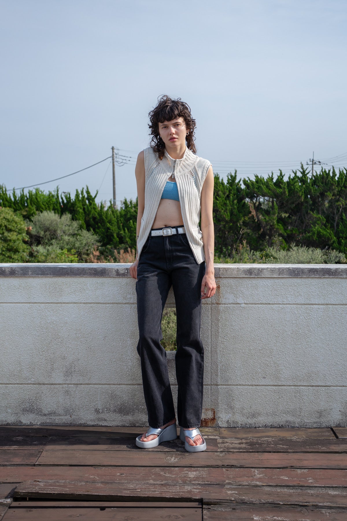 matinkim POCKET WASHED POINT DENIM PANTS IN BLACK