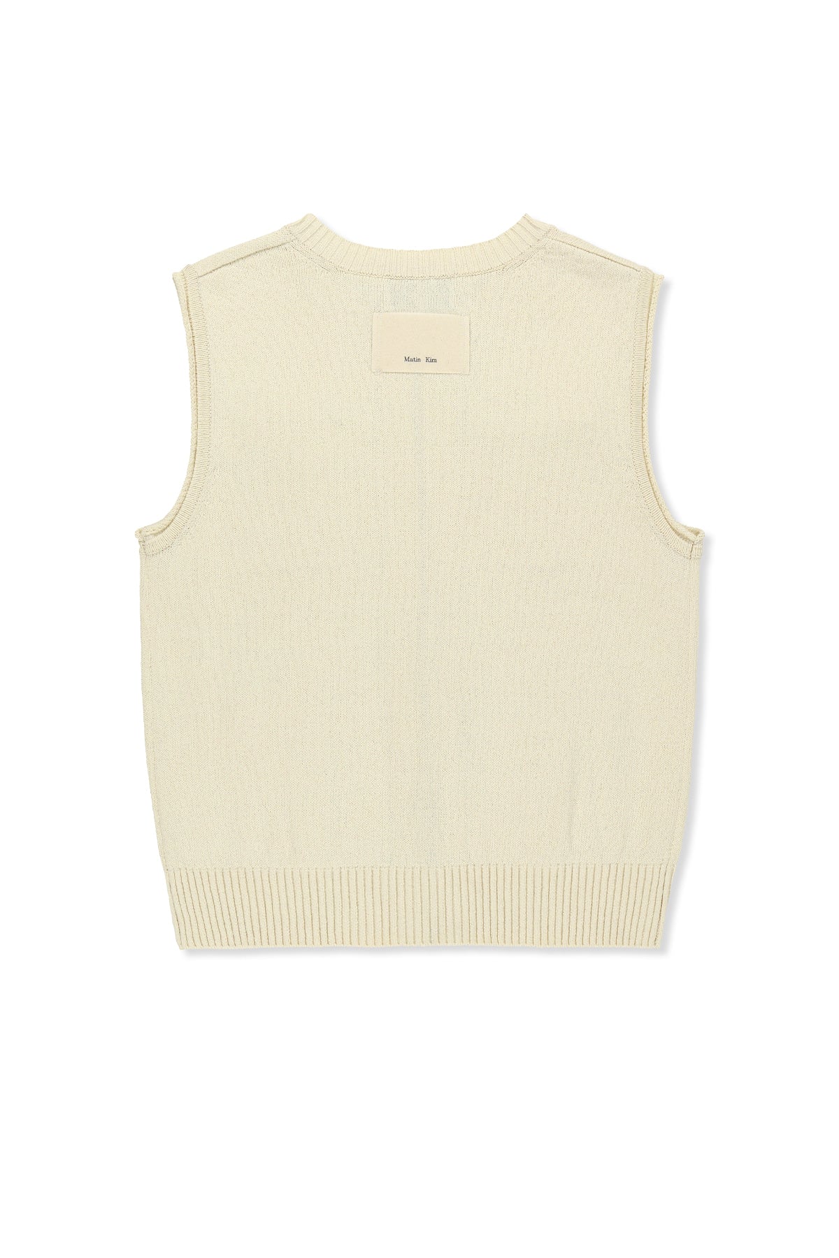 matinkim POCKET WASHED KNIT VEST IN LIGHT BEIGE