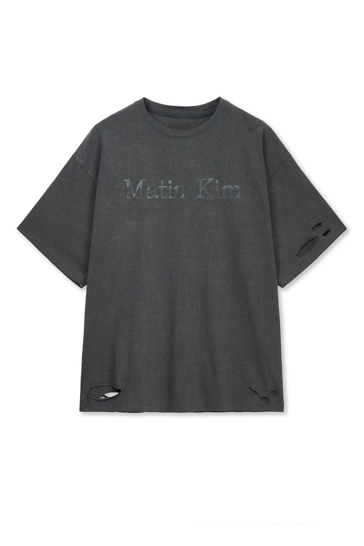 matinkim DISTRESSED LOGO TOP IN CHARCOAL