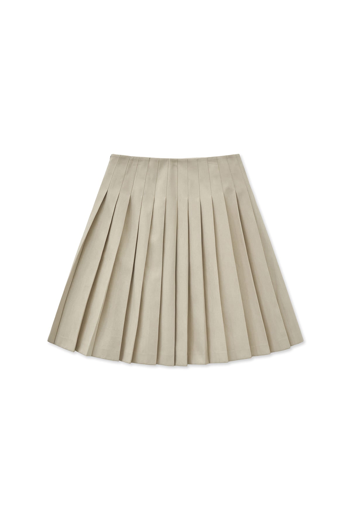 matinkim SIDE ZIPPER PLEATS MIDI SKIRT IN LIGHT BEIGE
