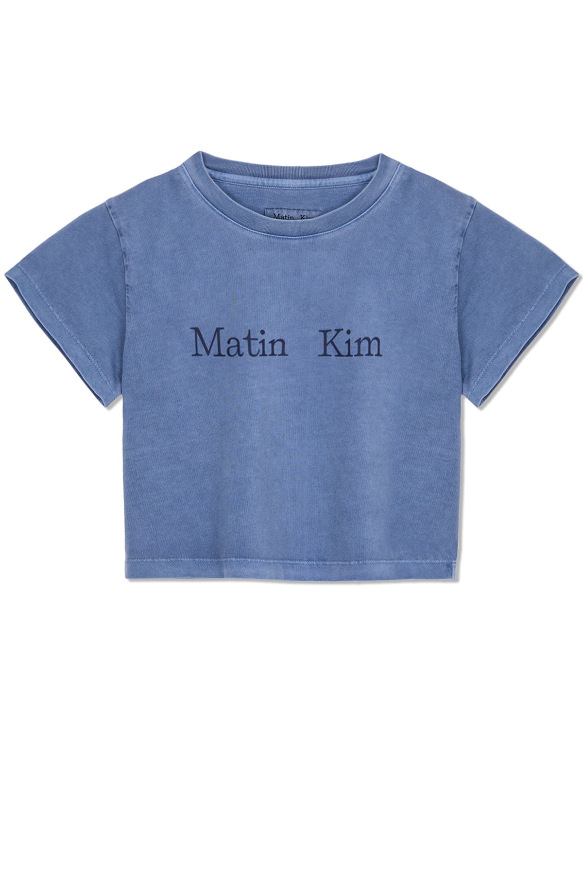 matinkim PIGMENT LOGO CROP TOP IN POWDER BLUE