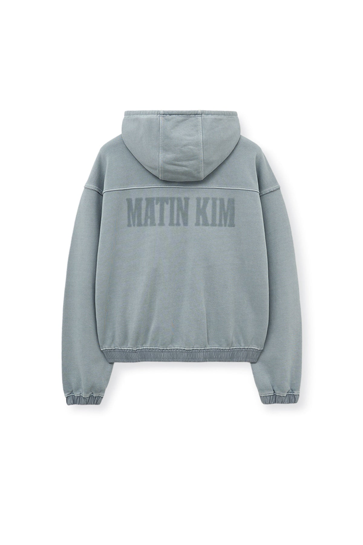 matinkim BACK LOGO PIGMENT DYED ZIP UP HOODY FOR MEN IN LIGHT GREY