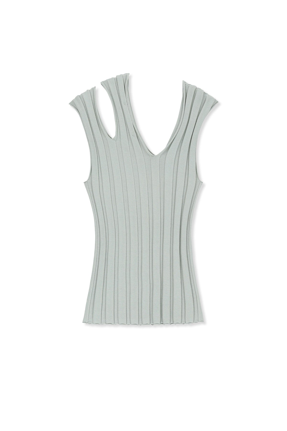 matinkim CUT OUT SLEEVELESS KNIT TOP IN LIGHT GREY