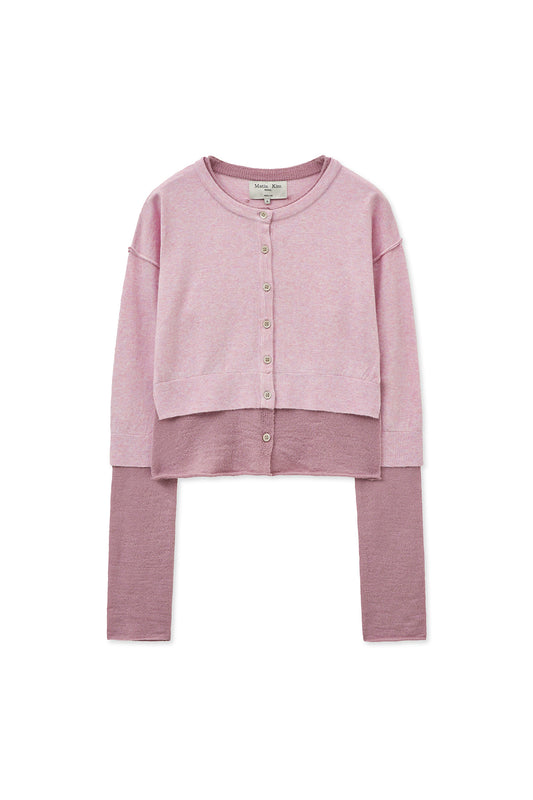 matinkim LAYERED TEXTURE KNIT CARDIGAN IN LILAC