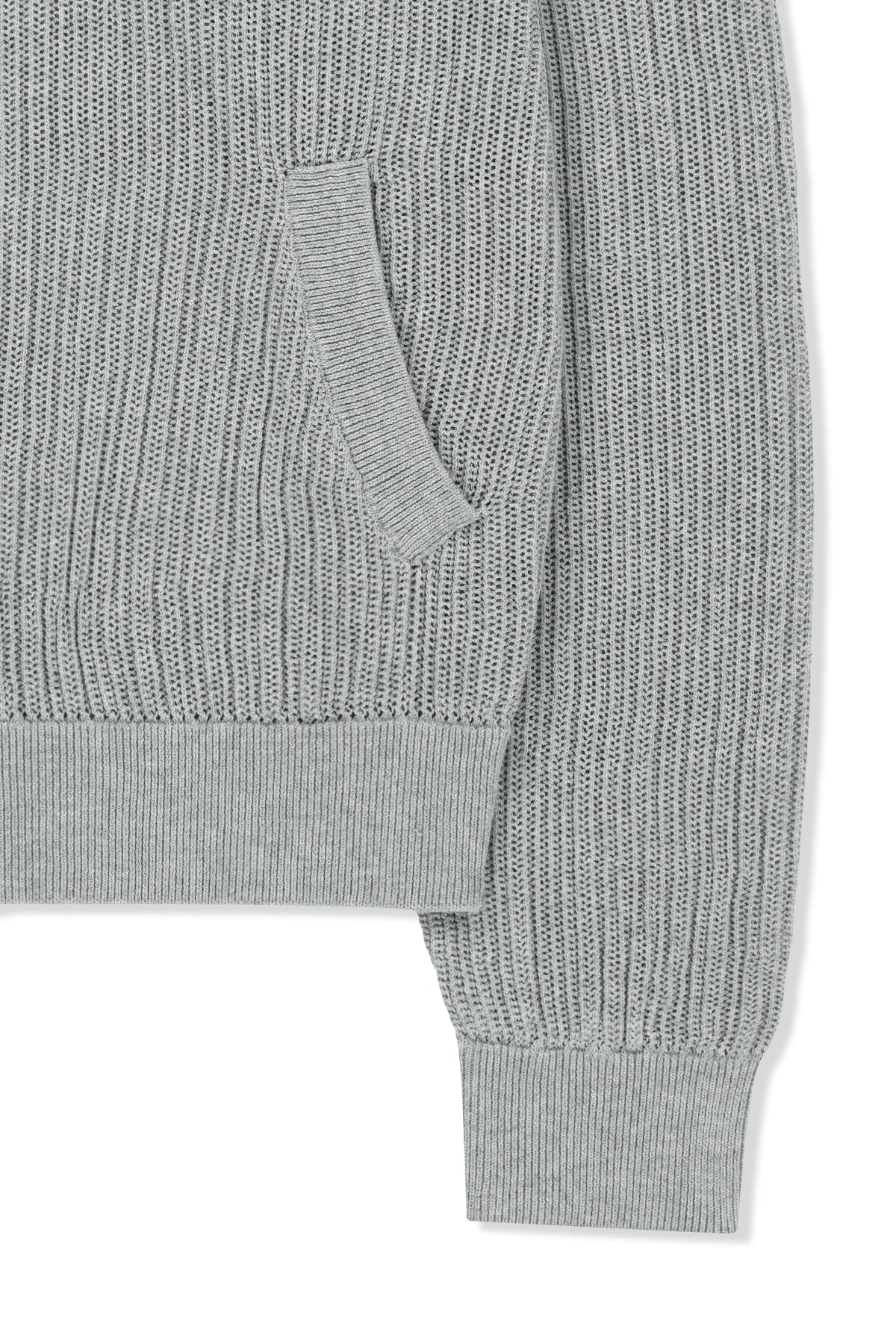 matinkim BACK LOGO JACQUARD MESH KNIT ZIP UP IN LIGHT GREY