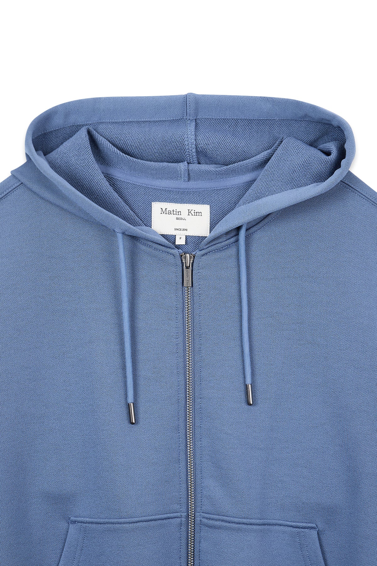 matinkim BACK LOGO GLITTER HOODY ZIP UP FOR WOMEN IN BLUE