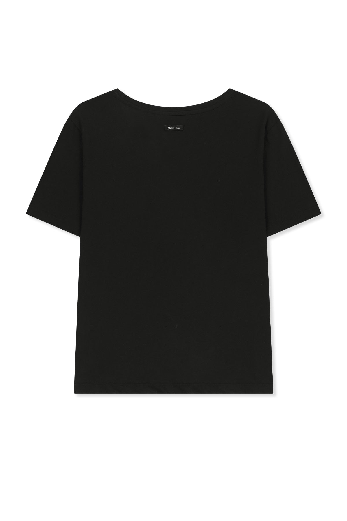 matinkim LABEL POINT U NECK TOP IN BLACK