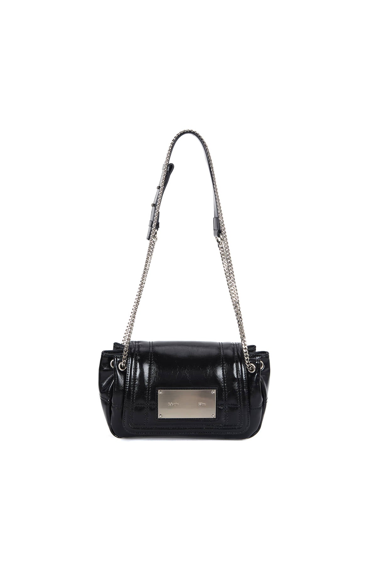matinkim GLOSSY QUILTING SMALL CHAIN BAG IN BLACK