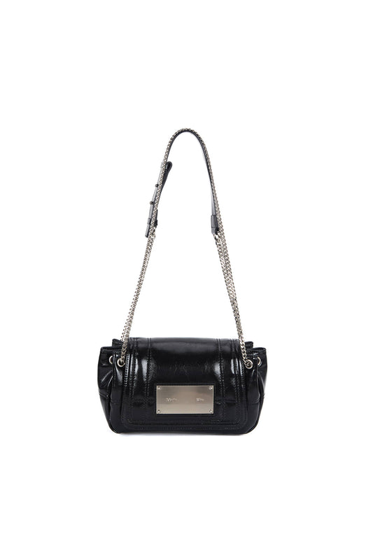 matinkim GLOSSY QUILTING SMALL CHAIN BAG IN BLACK