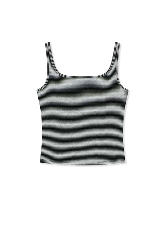 matinkim SQUARE NECK CROPPED TANK TOP IN BLACK
