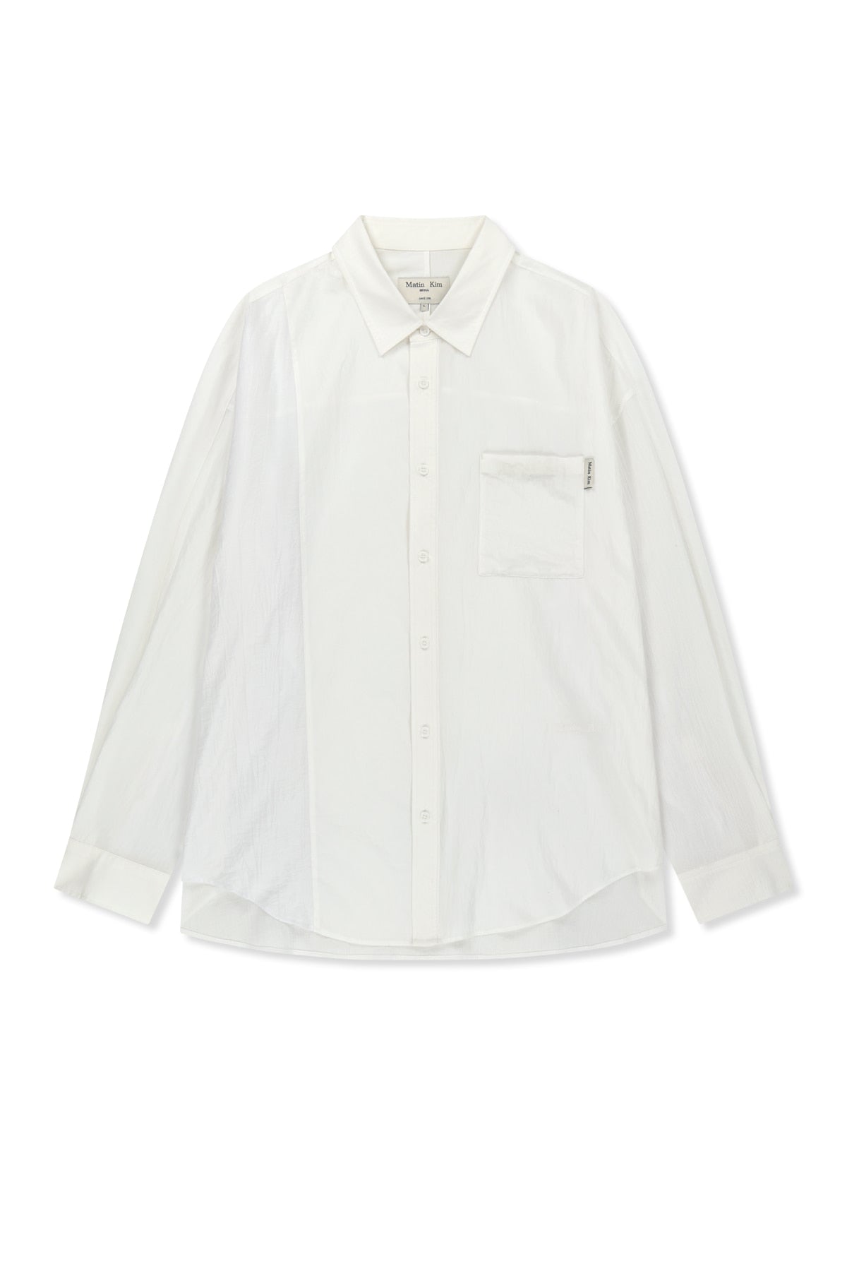 matinkim MIXED PANEL OVER FIT SHIRT IN WHITE