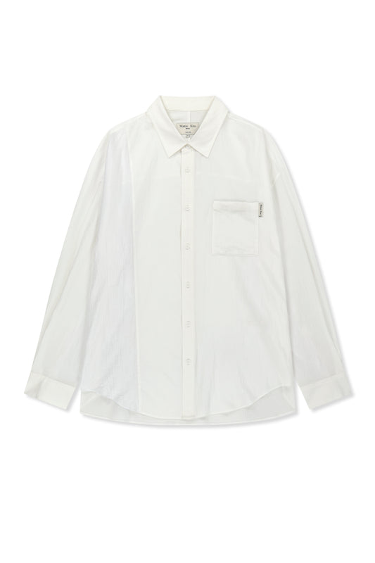 matinkim MIXED PANEL OVER FIT SHIRT IN WHITE
