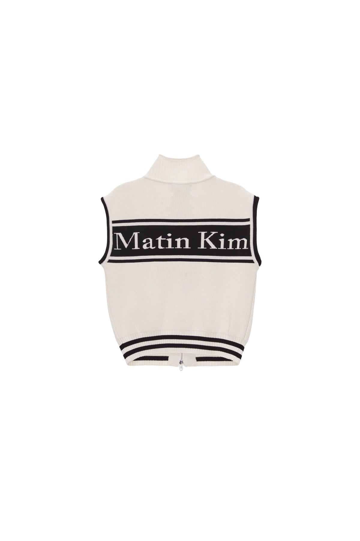 matinkim SPELL POINT STRIPE KNIT VEST IN IVORY