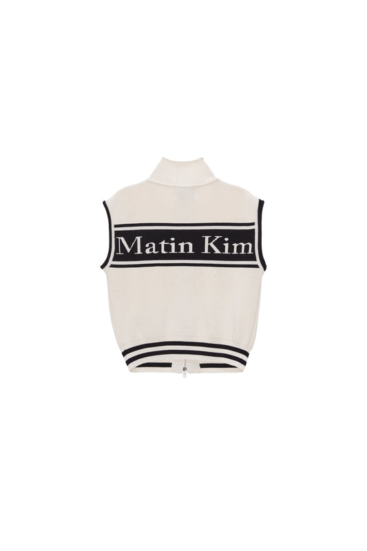 matinkim SPELL POINT STRIPE KNIT VEST IN IVORY