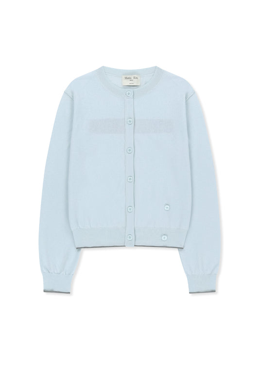 matinkim BACK LOGO SHEER CARDIGAN FOR WOMEN IN LIGHT BLUE