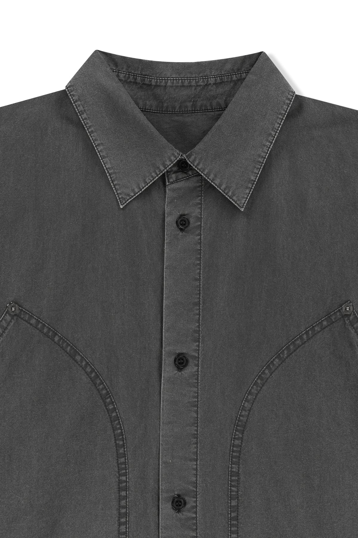 matinkim WASHED COTTON DRAWSTRING SHIRT IN CHARCOAL