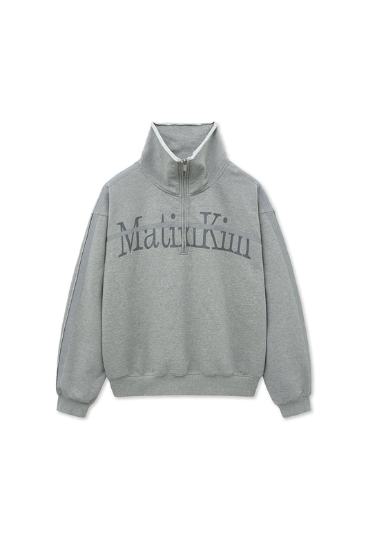 matinkim CUT OUT HALF ZIP SWEATSHIRT FOR MEN IN GREY