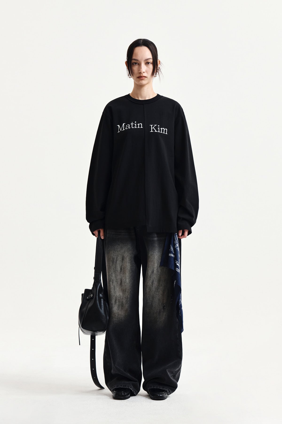 matinkim VINTAGE DIRTY WASHED DENIM PANTS IN BLACK