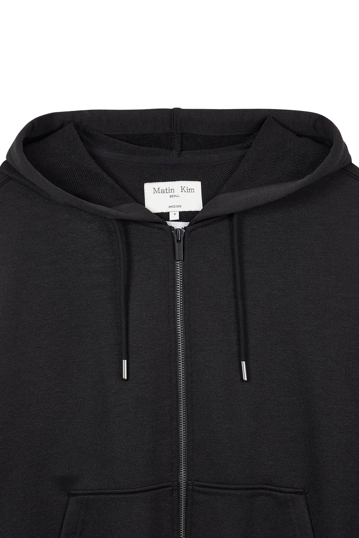 matinkim BACK LOGO GLITTER HOODY ZIP UP FOR WOMEN IN BLACK