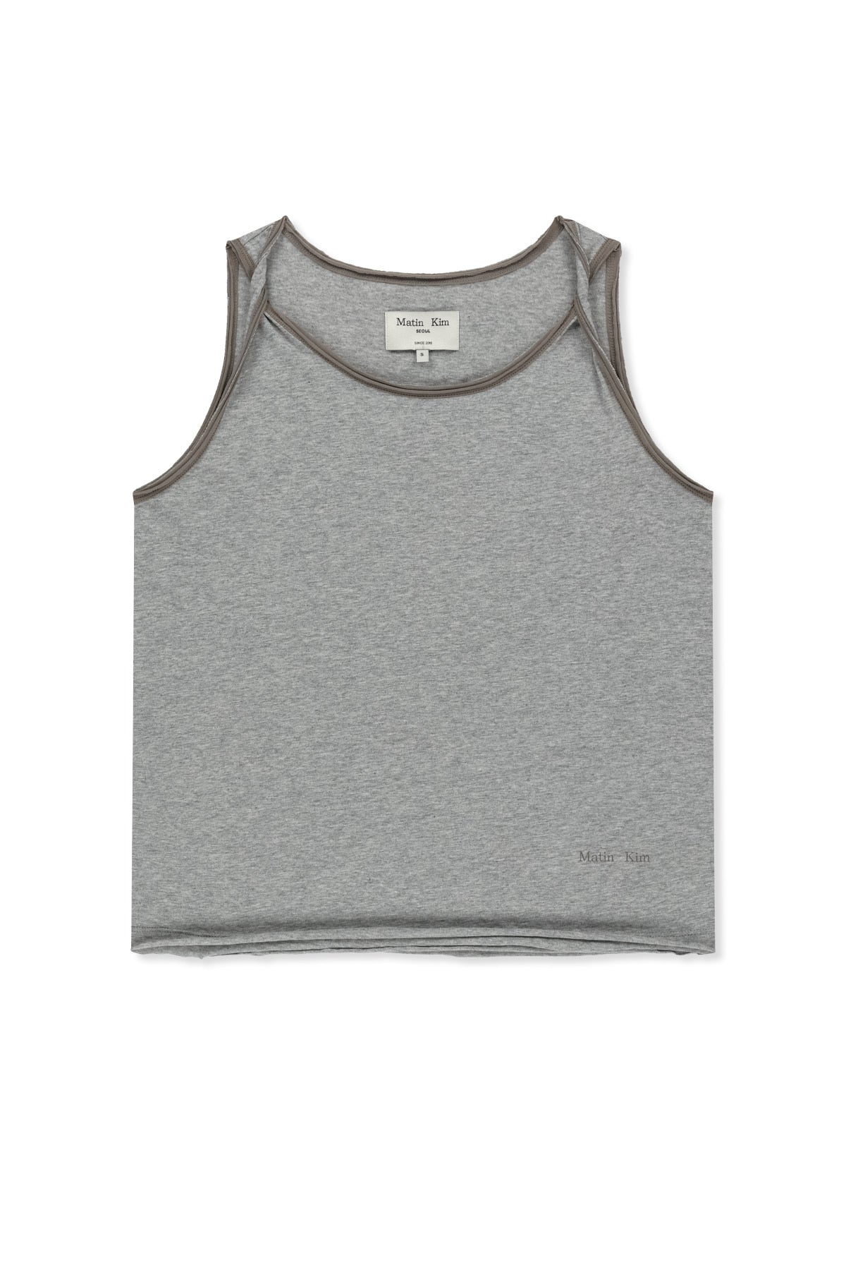 matinkim TWIST SHOULDER SLEEVELESS TOP IN GREY