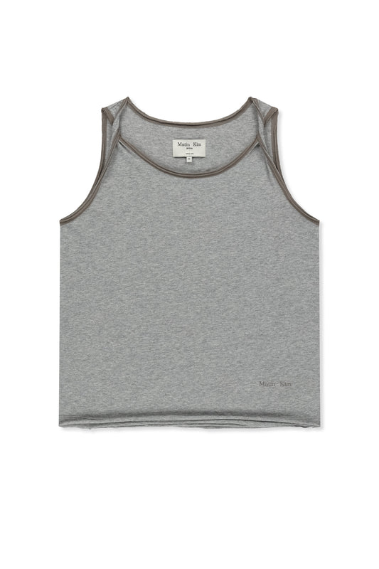 matinkim TWIST SHOULDER SLEEVELESS TOP IN GREY