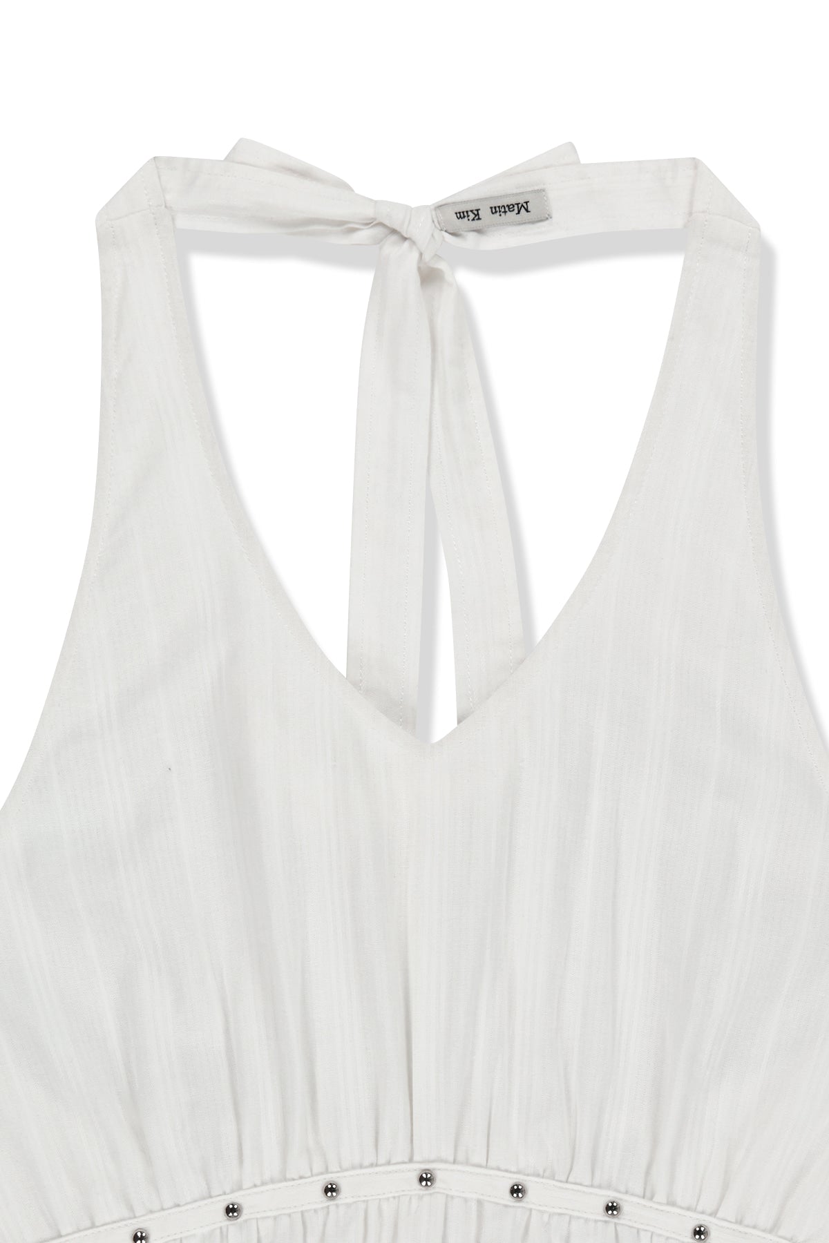 matinkim HALTER NECK SHIRRING BLOUSE IN WHITE