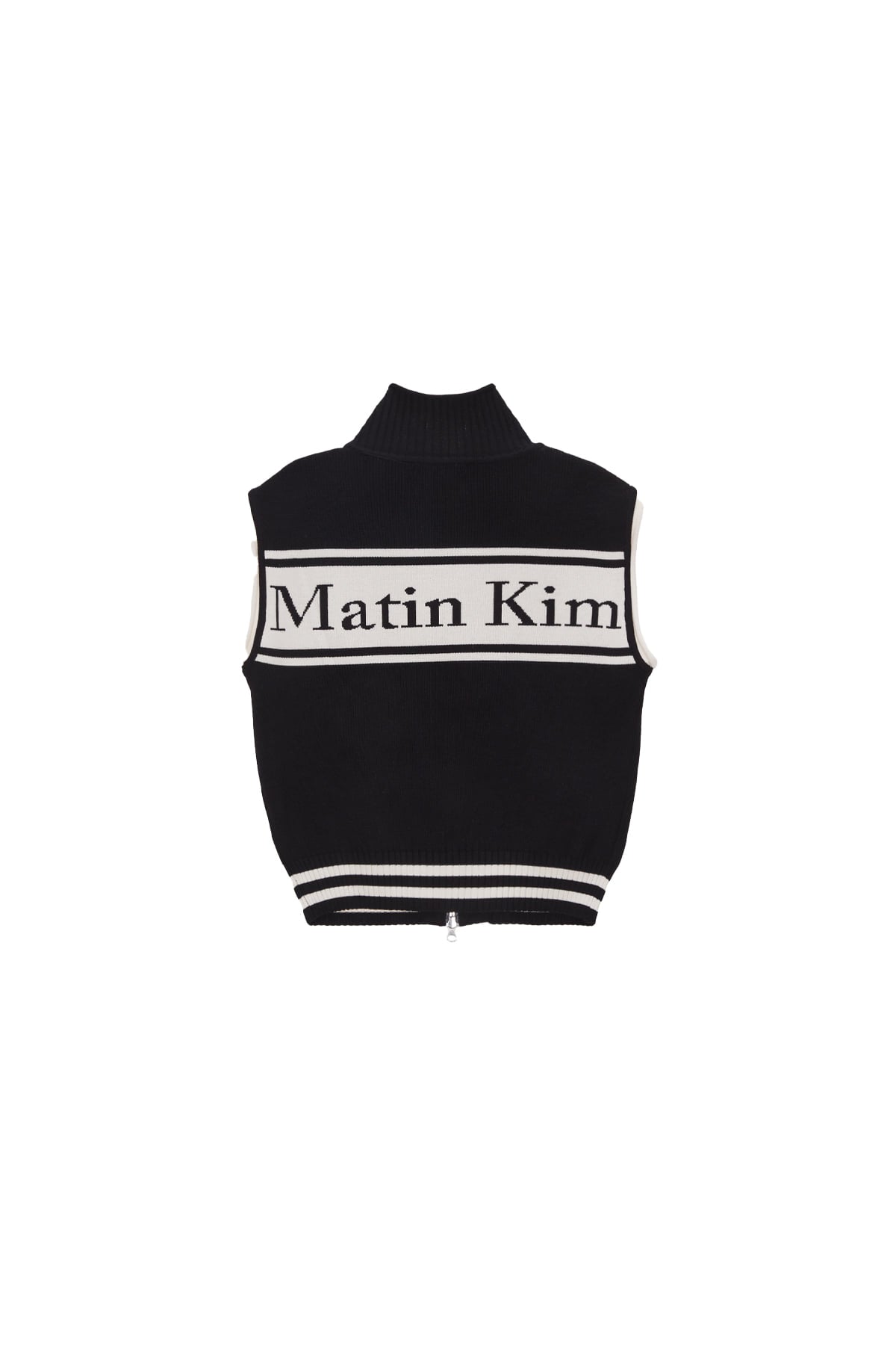matinkim SPELL POINT STRIPE KNIT VEST IN BLACK