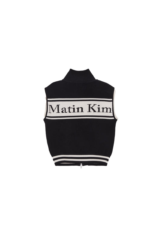 matinkim SPELL POINT STRIPE KNIT VEST IN BLACK